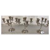 Three Silver-Plated Candelabras