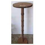 Wood Pedestal Table with Faux Bamboo Design