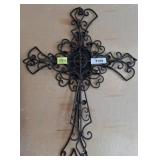 Ornate Wrought Iron Wall Cross Decor w3