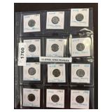 12 WWII 1943 Steel Pennies in Protective Sleeves