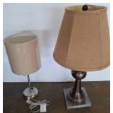 Two Table Lamps With Fabric Shades
