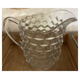 Glass Pitcher With Geometric Diamond Pattern
