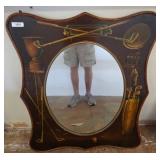 Sports-Themed Painted Wood Wall Mirror, 35x44