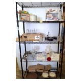 Metal Storage Rack with Assorted Kitchenware