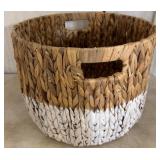 Handwoven Basket with Two-Tone Design