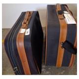 Two Fabric and Leather-Trim Suitcases