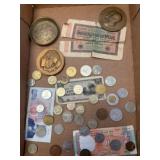 Foreign Coins and Paper Currency Lot