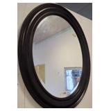 Oval Black Wall Mirror With Ridged Frame