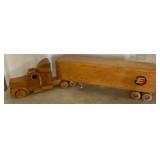 Wooden Semi-Truck and Trailer Model