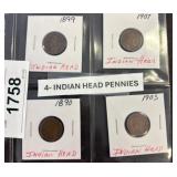 Four Indian Head Cents (1899-1907)