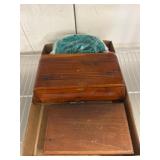 Wooden Hinged Boxes with Contents