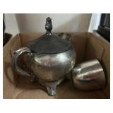 Metal Flatware and Silver-Toned Tea Set