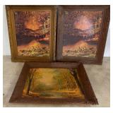 Three Plastic Framed Landscape Prints