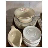 Ceramic Tableware With Floral and Plain Designs