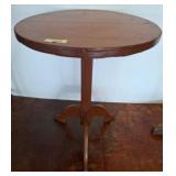 Round Wood Pedestal Table with Tripod Base