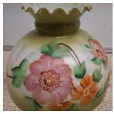 Hand-Painted Glass Lamp Shade with Floral Design