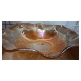 Iridescent Glass Bowl With Wavy Rim Design