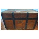 Wood and Metal-Bound Storage Trunk