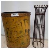 Metal Waste Bin and Wire Bottle Holder