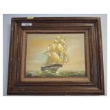 Framed Nautical Oil Painting on Canvas, 24x20