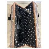Wicker Carrier with Glassware and Bottle Compartme
