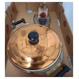 Copper Lidded Casserole Dish and Tom Clark Gnome