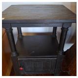 Black Wooden Side Table With Storage Cabinet