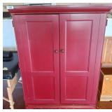 Red Wooden Armoire with Double Doors