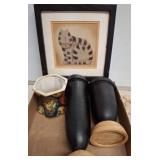 Decorative Ceramic Vase, Framed Art, and Vases