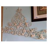 Decorative White Metal Wall Scroll, 36x12 w4