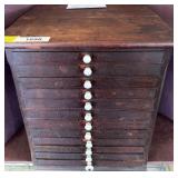 12-Drawer Wood Cabinet with Watch Parts