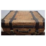 Wicker Suitcase with Leather Straps
