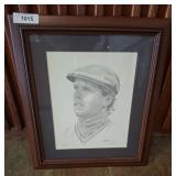 Framed Pencil Portrait by Artist, Signed