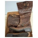 Brown Leather Boots with Decorative Buckles