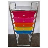 Multicolor Drawer Storage Unit with Metal Frame