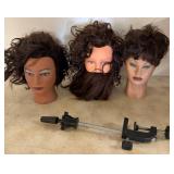 Mannequin Heads With Hair & Table Clamp