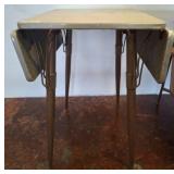 Drop-Leaf Metal and Laminate Dining Table