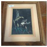Framed Needlework Hummingbirds Artwork