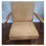 Mid-Century Chair with Wood Arms and Metal Legs
