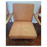 Mid-Century Chair with Wood Arms and Metal Legs