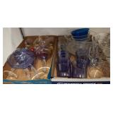 Glassware Including Blue and Clear Pieces