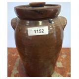 Stoneware Jar with Lid and Handles