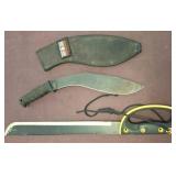 Machete and Kukri Knife with Sheath