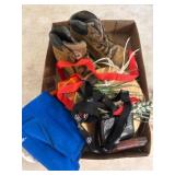 Box Lot: Work Boots, Padlock, Straps & Accessories