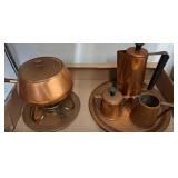 Copper Fondue Set and Coffee Serving Pieces