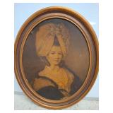 Oval Framed Portrait of Woman in Formal Attire