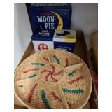 Moon Pie Tins and Woven Basket