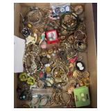 Costume Jewelry and Two Metal Spoons
