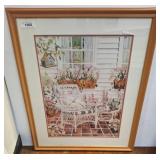 Framed Print of Patio Scene with Floral Details