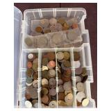 World Coins in Plastic Organizer